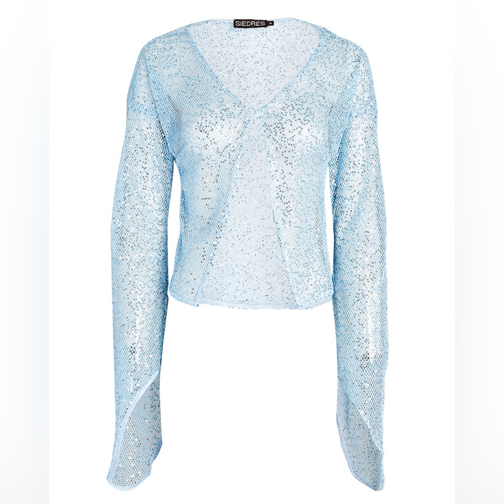 NWT SIEDRES Calli Sequined Fishnet Top - Size S